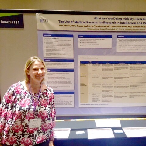 Anne Wheeler presenting poster at AAIDD conference. Photo courtesy of Anne Wheeler