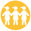 132 females with FXS were included in the study. Average age: 16 years. Female figures against yellow background